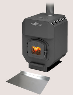 Отопительная печь ТОП-Аква 150 с водяным контуром и чугунной дверцей и Лист предтопочный - Теплодар